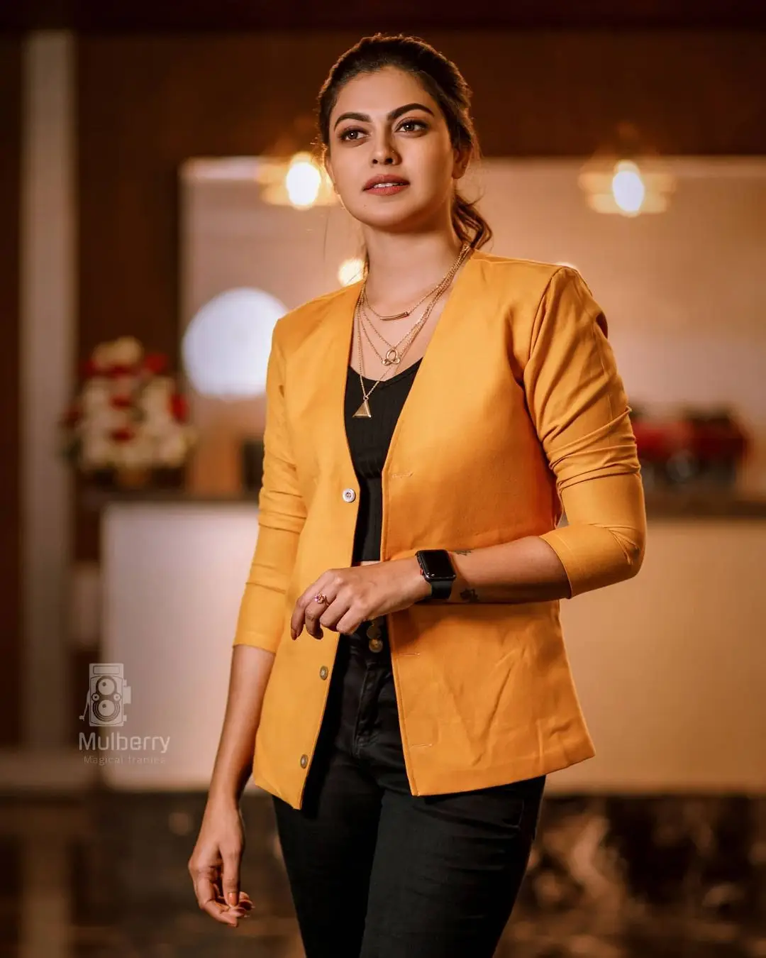 Anusree Nair In Yellow Coat Pant